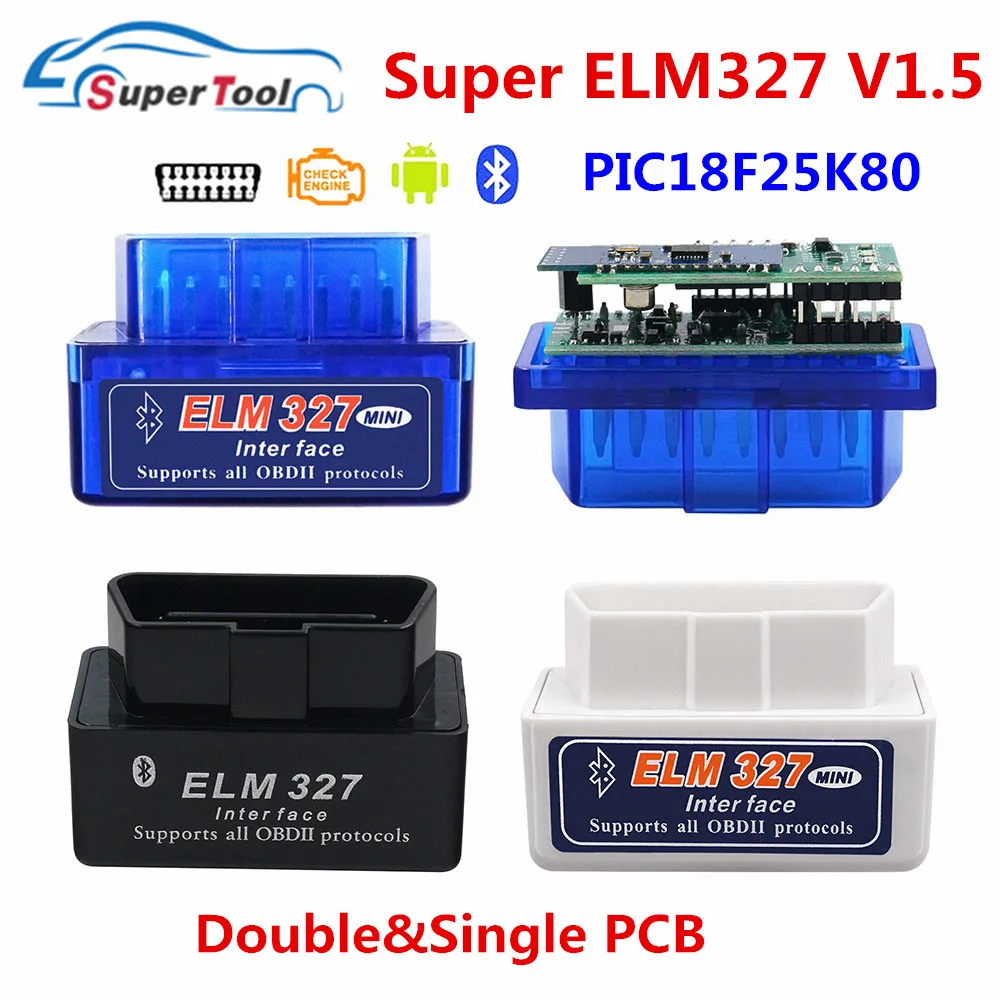 Автомобильный диагностический сканер ELM327 1 5 6 шт./лот OBD2 ELM 327 PIC18F25K80 Bluetooth V1.5 OBDII