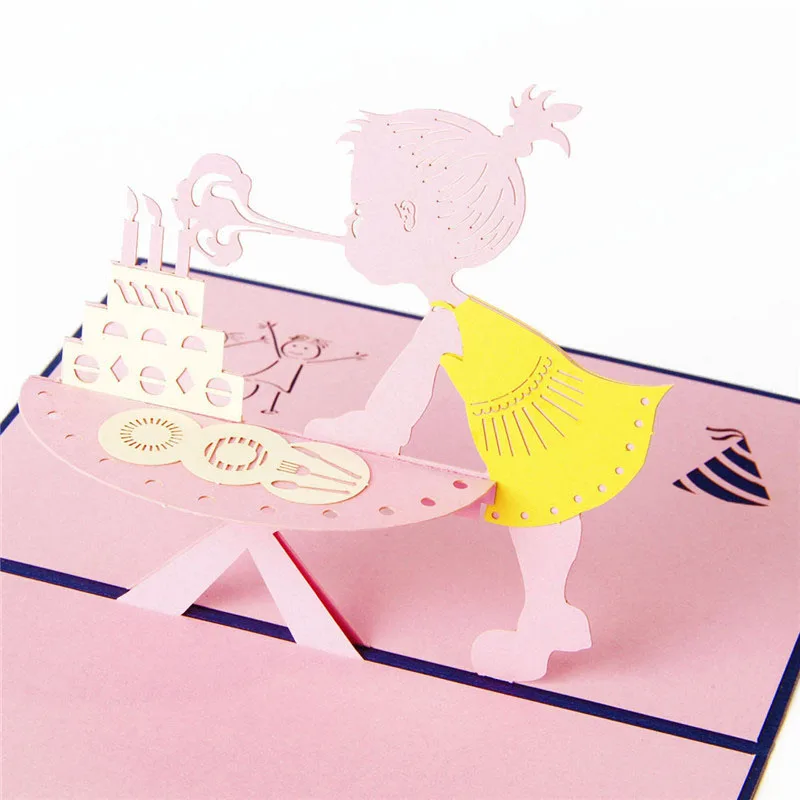 3D лазерная резка ручная работа день рождения вечеринка свеча девушка бумага