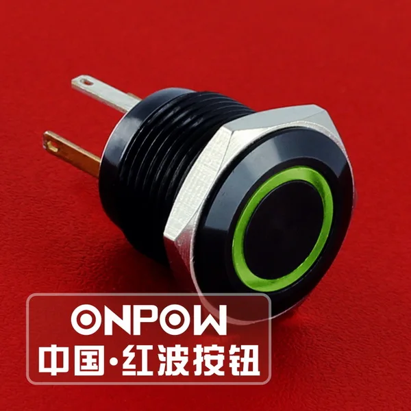 ONPOW 16 мм водонепроницаемый IP65 Алюминиевый сплав Черный 6V.12V 110 В светодиодное