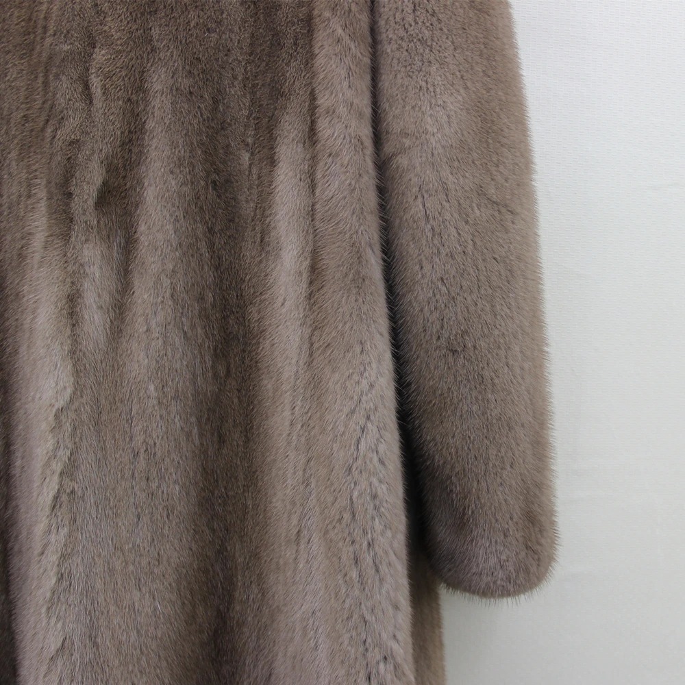 Real Mink Fur New Fashion Women Coat with V-Neck Winter X-Long Slim Warm Jacket | Женская одежда
