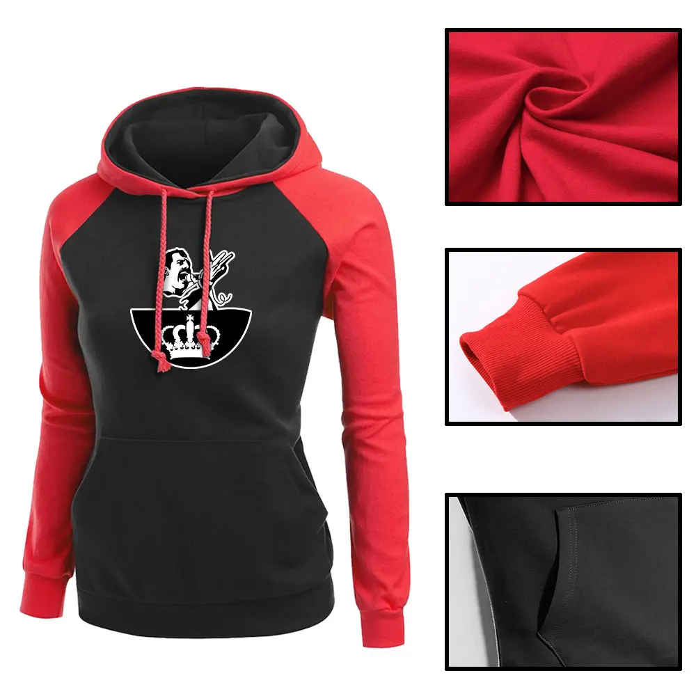 Suncomics Фредди Меркьюри женские толстовки узкий Свитшот Лоскутные пуловеры с