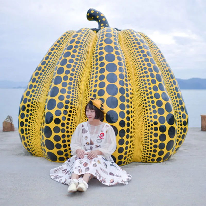Faramita праздник Yayoi Kusama желтый Тыква Девушки Волнистые точки винтажные береты шерсть фетр ручной работы женская шляпа индивидуальность женщина
