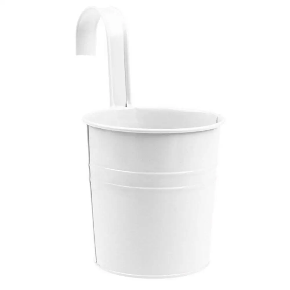 White Конфеты Цвета цветок металла Висячие Pots сад балкон настенный вертикальный повесить ведро Железный Держатель корзина со съемным Декор олова дома - Цвет: White