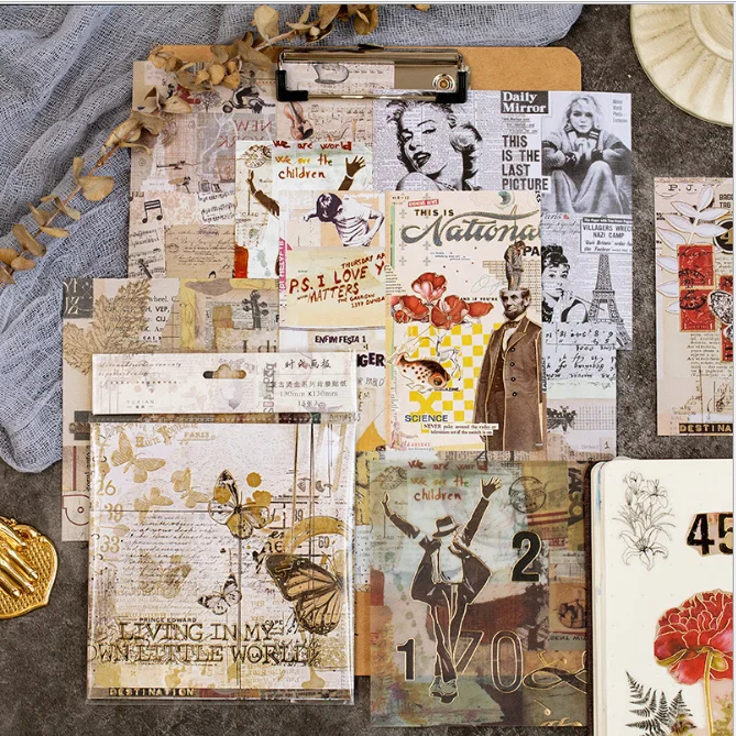 12 set/lot Kawaii Stationery Stickers Retro bronzing series Diary Decorative Mobile Scrapbooking DIY Craft | Канцтовары для офиса