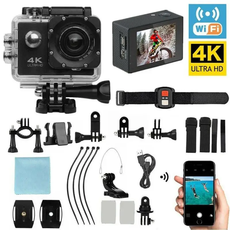 Full HD экшн-Камера спортивная видеокамера Ultra HD 4K WiFi Пульт дистанционного управления спортивная видеокамера DVR DV Go Водонепроницаемая профессиональная камера