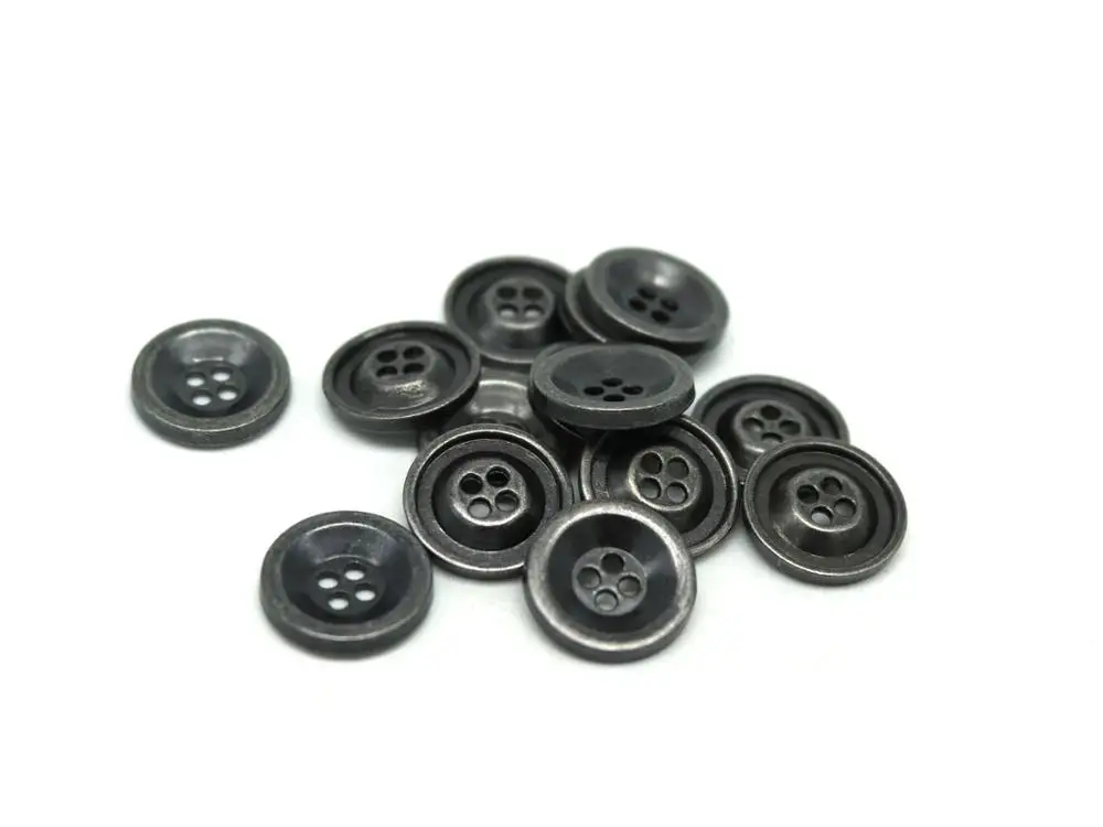 

50pcs 15mm gun black Zinc metal alloy Sewing Button Round 4 Holes metal button