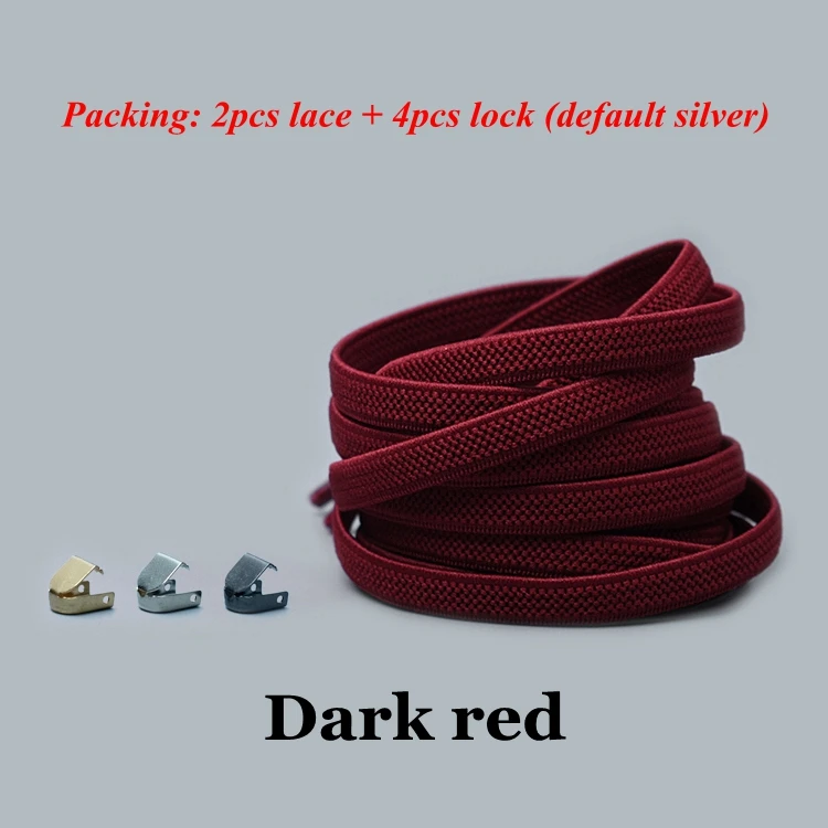 Dark red 1 пара шнурков без галстука плоские эластичные шнурки для обуви для детей и взрослых кроссовки шнурки быстро ленивые Ботинки со шнурками - Цвет: Dark red