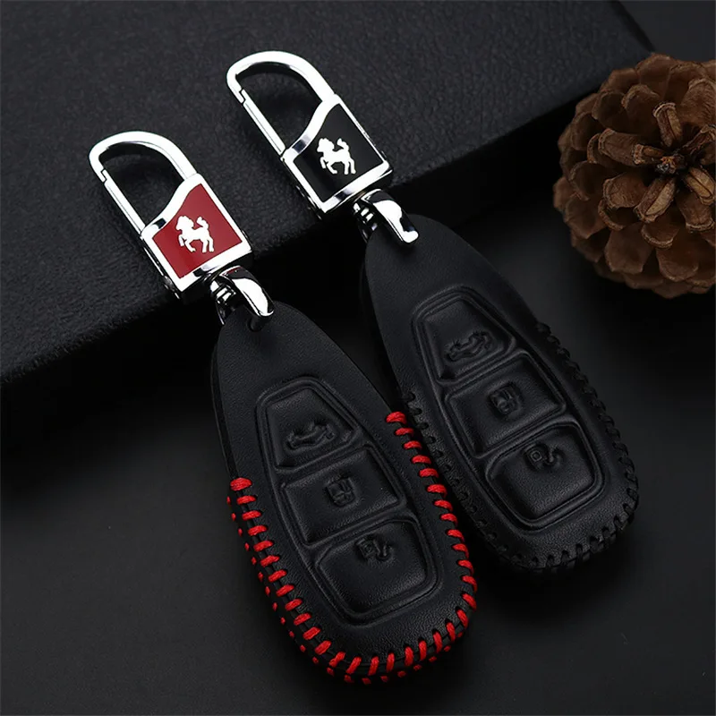 Чехол из натуральной кожи для автомобильных ключей чехол Ford Focus 2 3 Kuga 2017 Fiesta Mondeo MK3