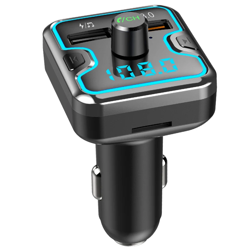 CDEN fm-передатчик Автомобильный mp3 музыкальный плеер U диск TF карта Bluetooth 5,0 приемник Автомобильный цветной дыхательный свет QC3.0 быстрое автомобильное зарядное устройство - Название цвета: Черный