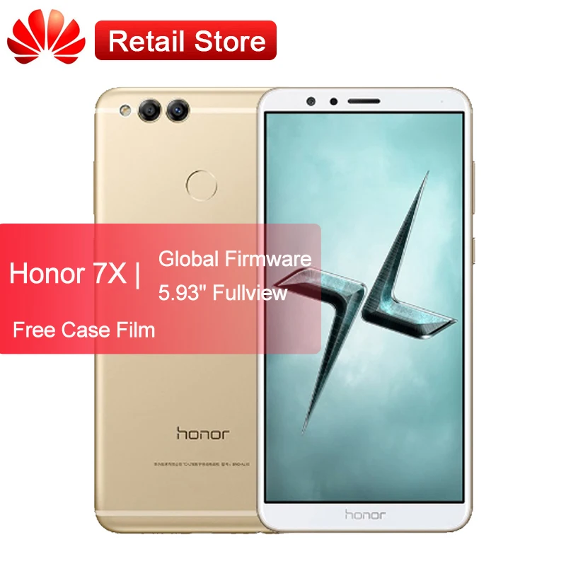 Huawei Honor 7x Глобальный смартфон 5 93 ''fullview Kirin 659 Octa Core Android 7 0 двойной камеры