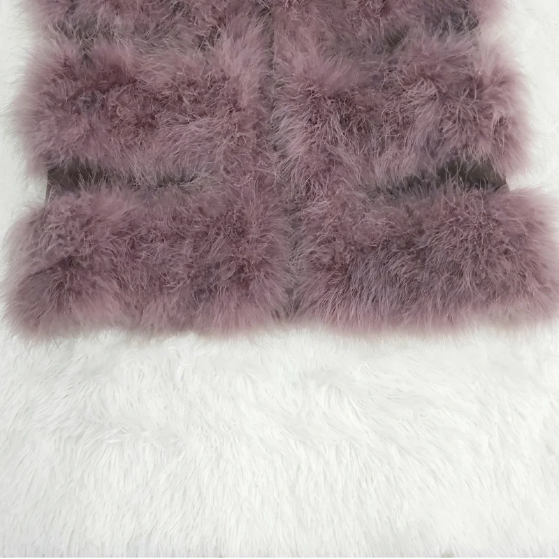 Fashion sexy turkey feather vest fur coat real fur vest ostrich fur coat vest plus leather 80 cm long women's clothing