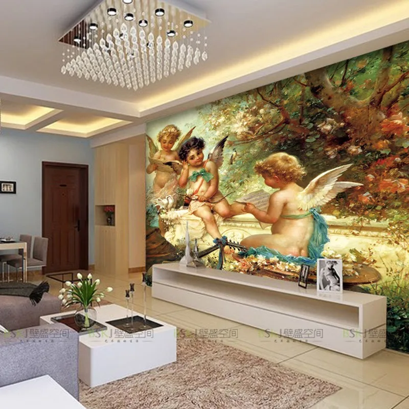 3d большие Настенные обои для гостиной в стиле ретро с ангелами|mural angel|background