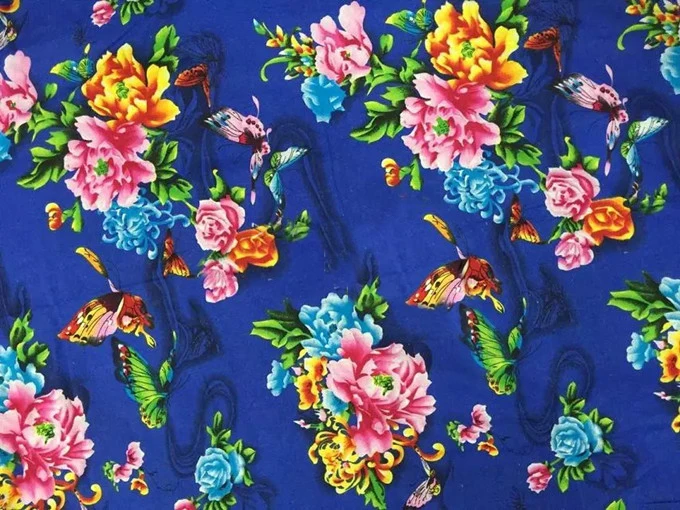 100*145 см цветок бабочка китайская ткань с этническим принтом хлопок лен