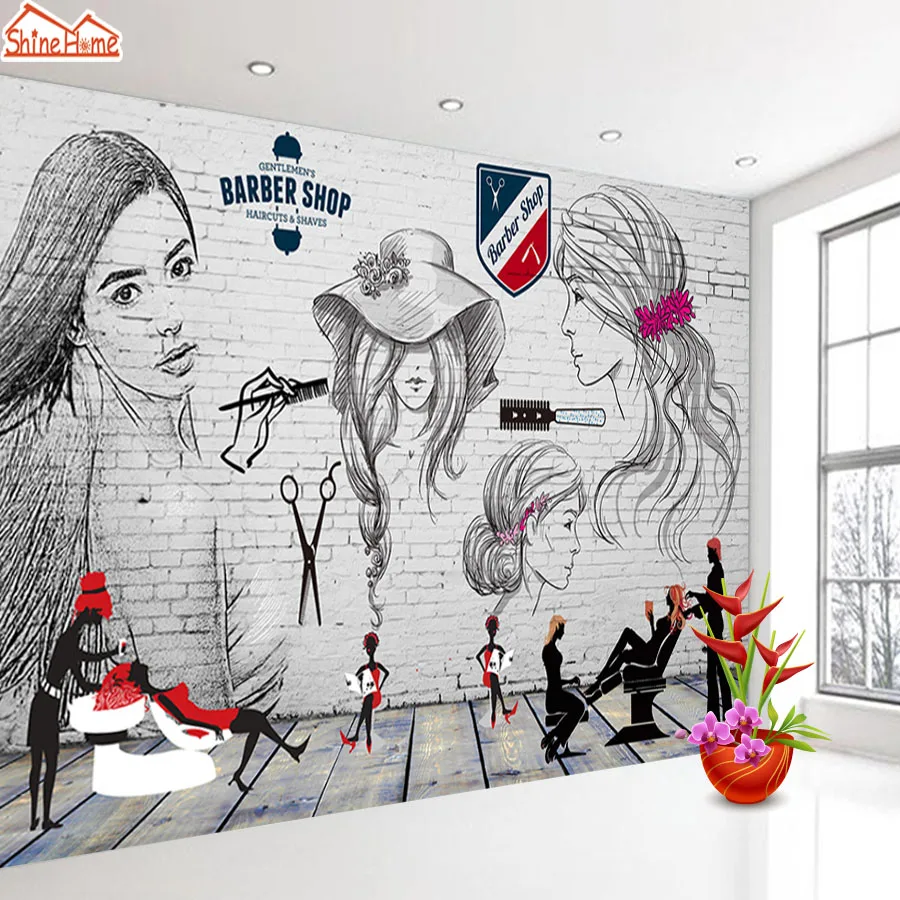 

ShineHome-Brick Wallpaper 3d for Walls Wallpapers 3 d Living Room European Haircut Tool Salon Barbershop Wall Paper Mural Roll
