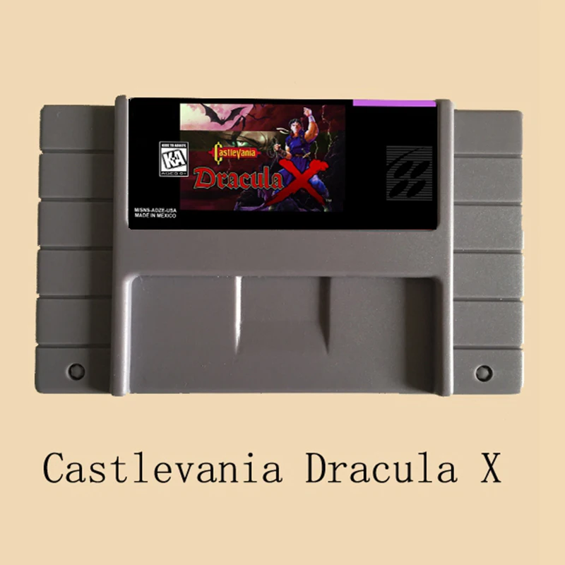 Большая серая игровая карта Castlevania Dracula X 16 bit для игроков в американском стиле NTSC|16
