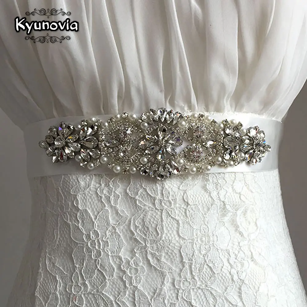 Свадебный ремень с кристаллами и жемчугом Kyunovia для свадебного платья подружки