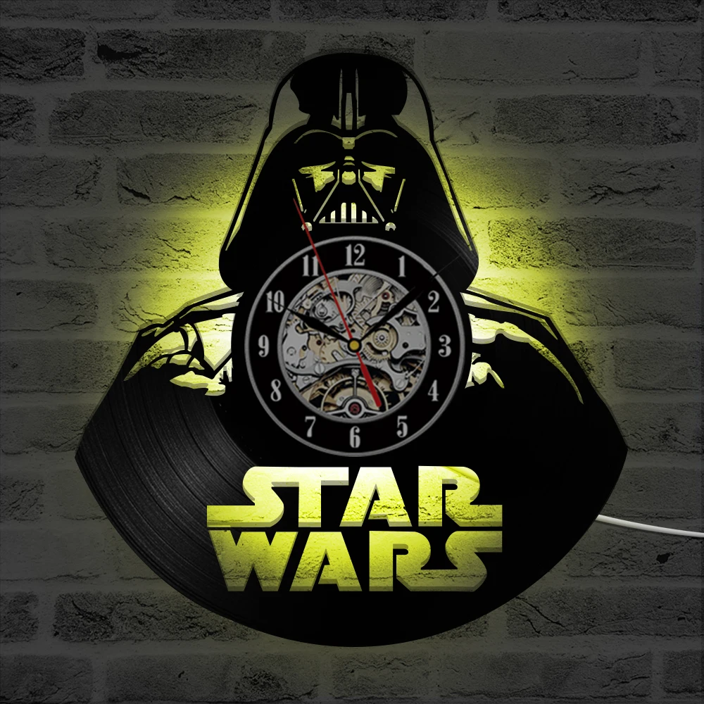 Дарт модель Вейдера черные полые CD часы Запись тема из Звездных Войн Античный