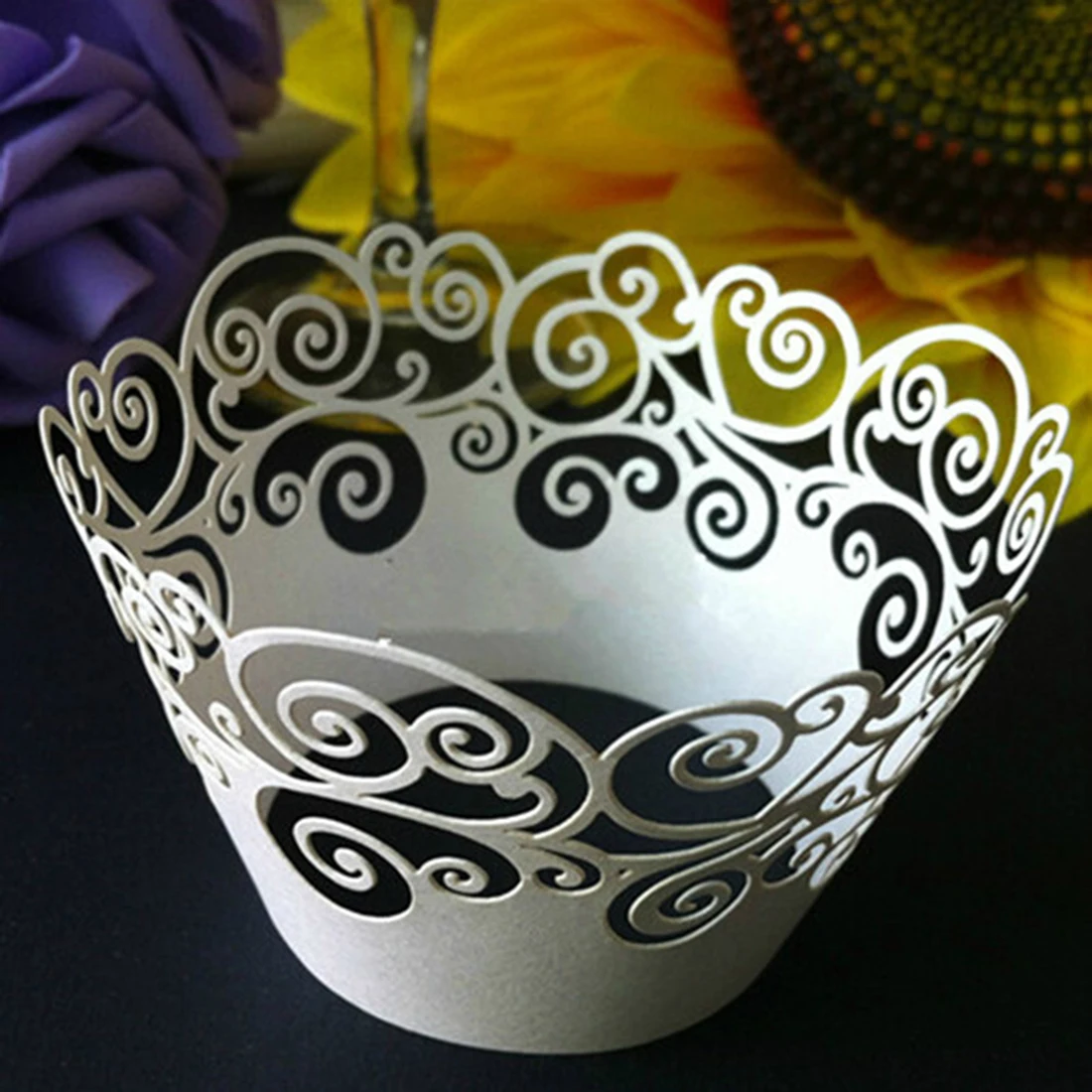 Хороший 12 шт лоза филигрань кекс лазерная резка Облака Дизайн торт бумажная