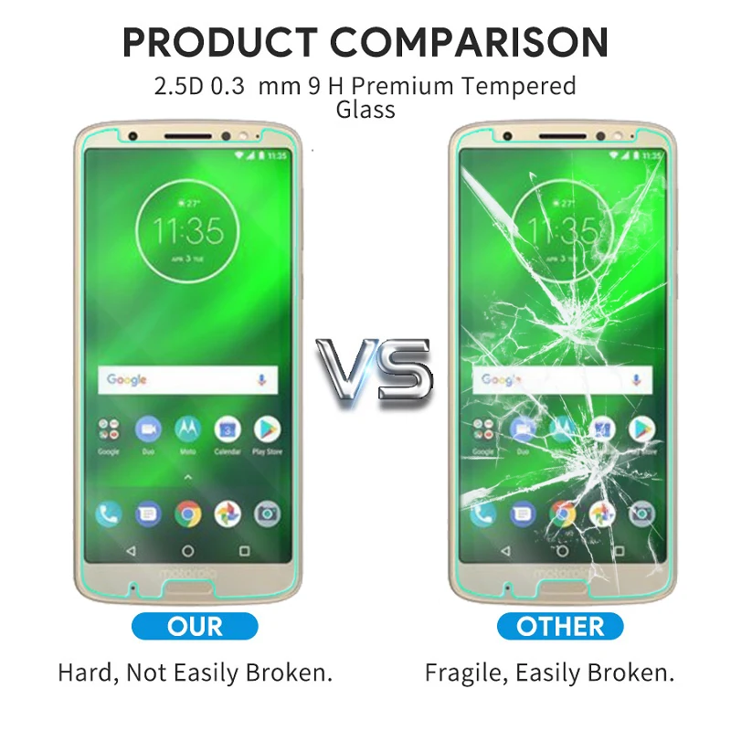 2 шт. 9H высококачественный чехол из закаленного стекла для Moto G6 Plus защита экрана