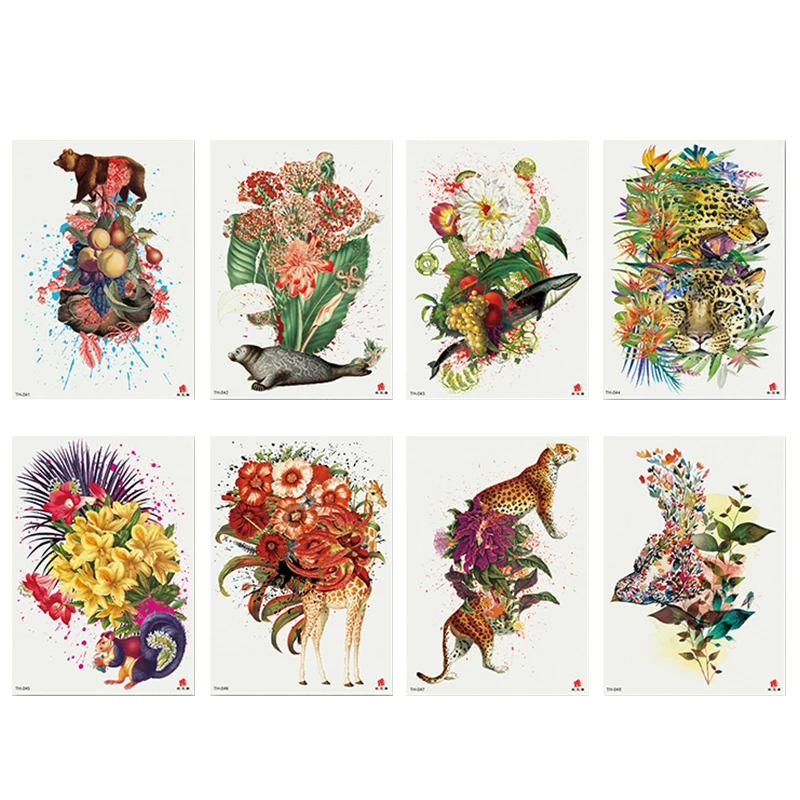 1 шт. тату красочный медведь Леопард водонепроницаемые временные татуировки