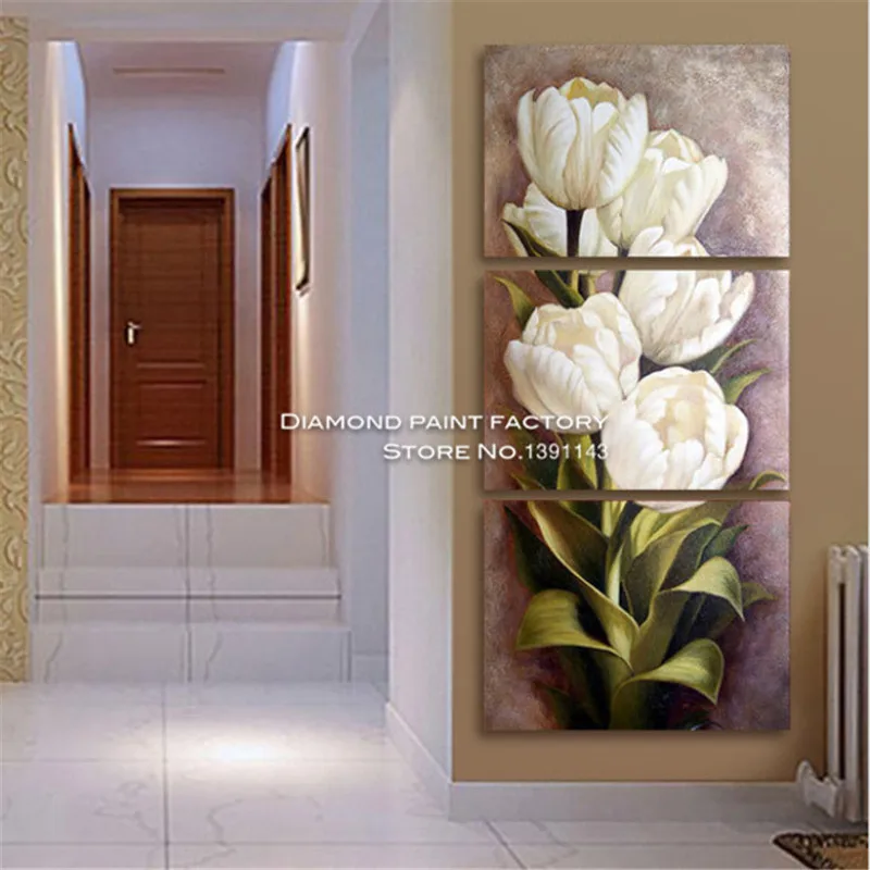 

DPF 3D diy Multi diamond painting embroidery triptych Mosaic home decor resin square full diamond needlework kits flower tulip