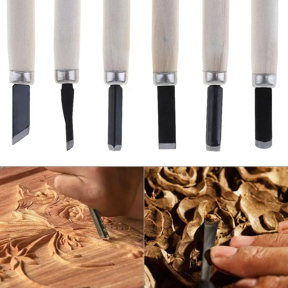 6 шт./лот набор ручных резных резинок нож для резьбы по дереву ручной инструмент с