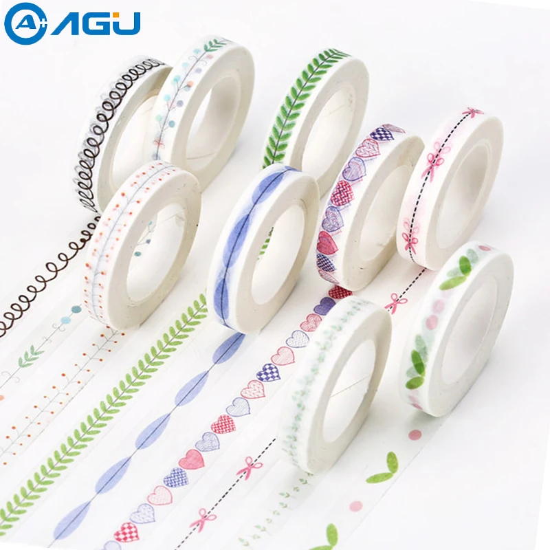 AAGU 1 шт 8 мм * 10 м сердце рыба тонкий васи лента DIY Скрапбукинг стикер офис Suppy