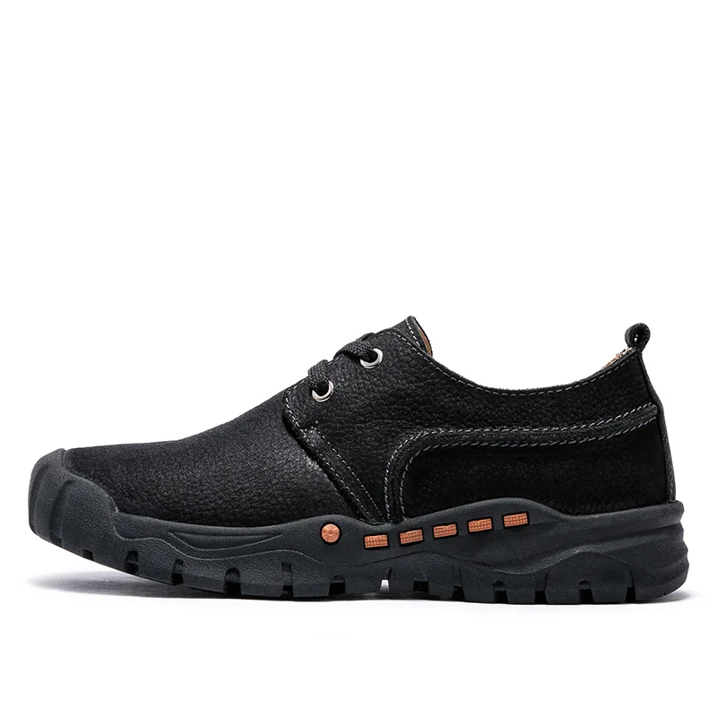 Мужская кожаная повседневная обувь большого Size38-45 с круглым носком на шнуровке