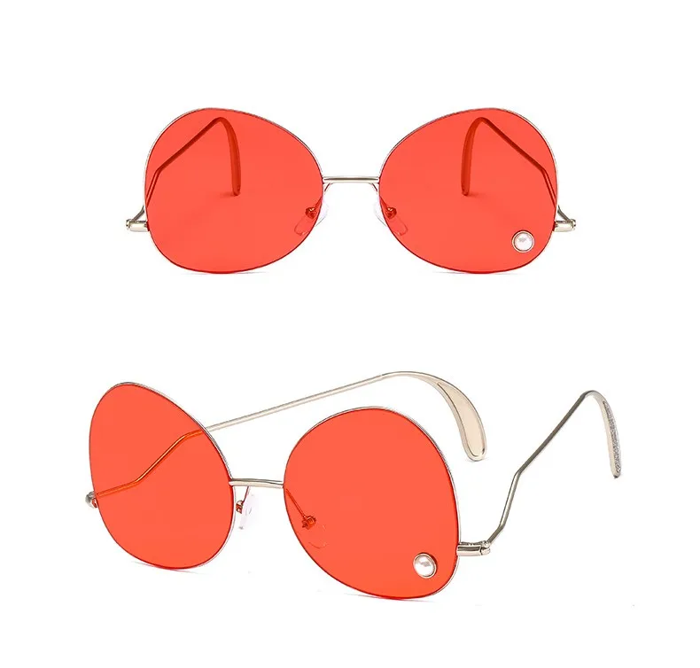 Imitation Pearl Embedded Sunglasses Shades for Women Metal frame Tough Irregular UV400 Lens Sun Glasses Fashion Outdoor Goggles |