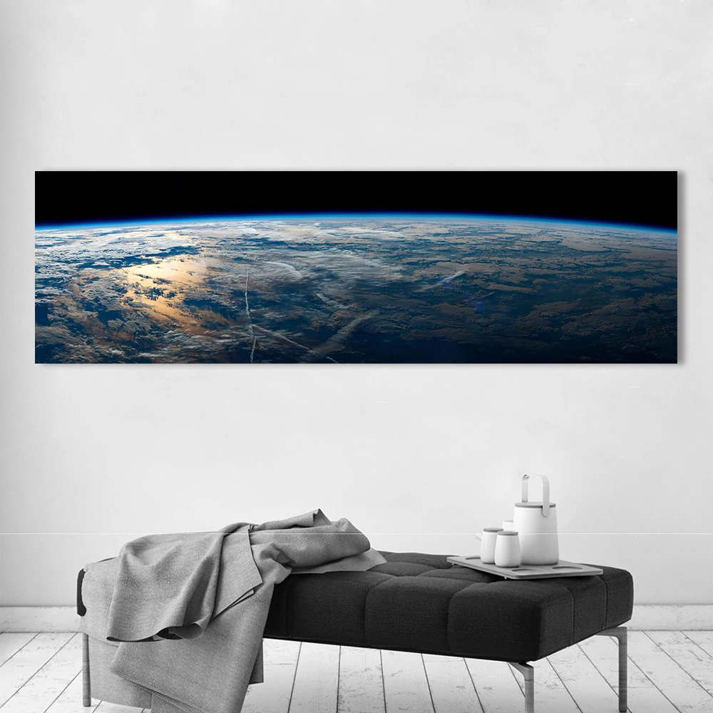 

HDARTISAN Wall Art Poster Canvas Art Print Landscape Painting Panoramic Earth Space Wall Picture For Living Room No Frame