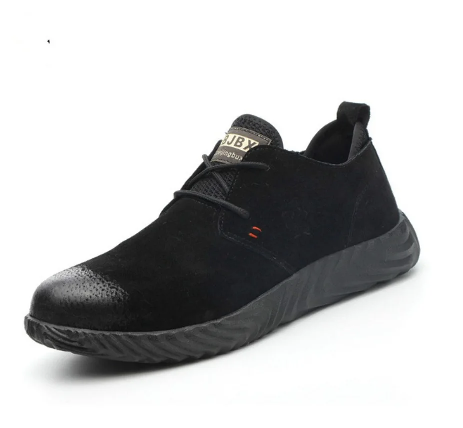 Мужские ботинки со стальным носком дышащие из натуральной кожи с защитой от