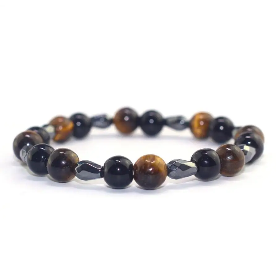 Натуральный камень модные магнитные браслеты для пары тигровый глаз Инь Ян Будда