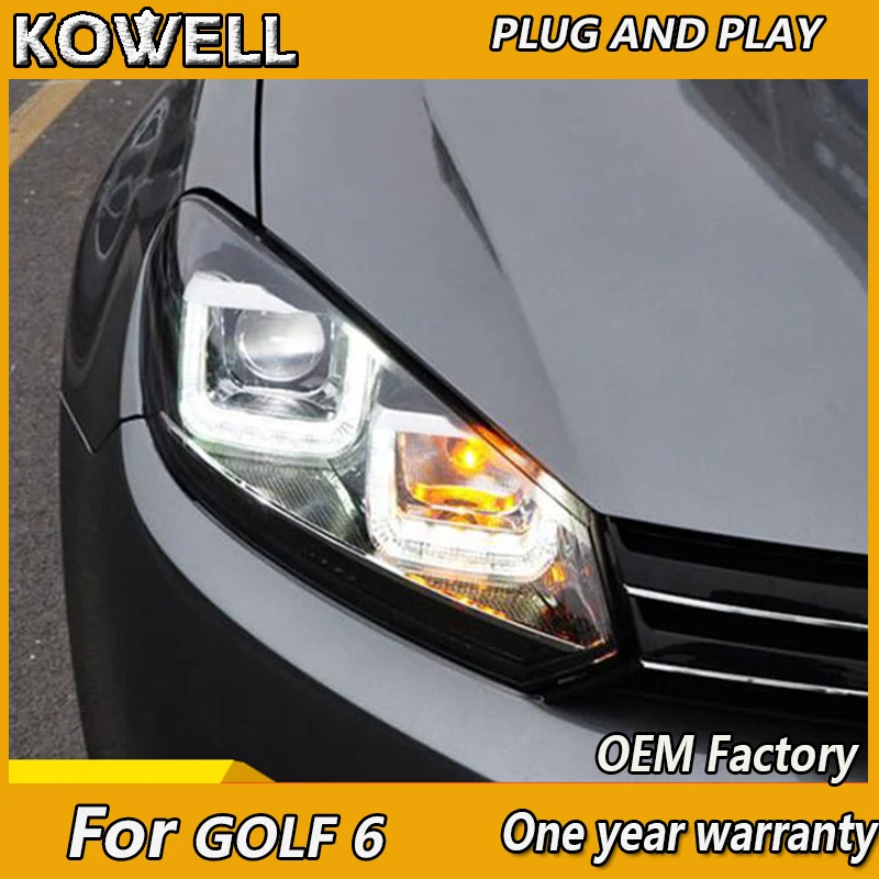 KOWELL автомобильный Стайлинг для VW Гольф 6 GTI фары 2009 2012 mk6 светодиодный DRL Hid вариант