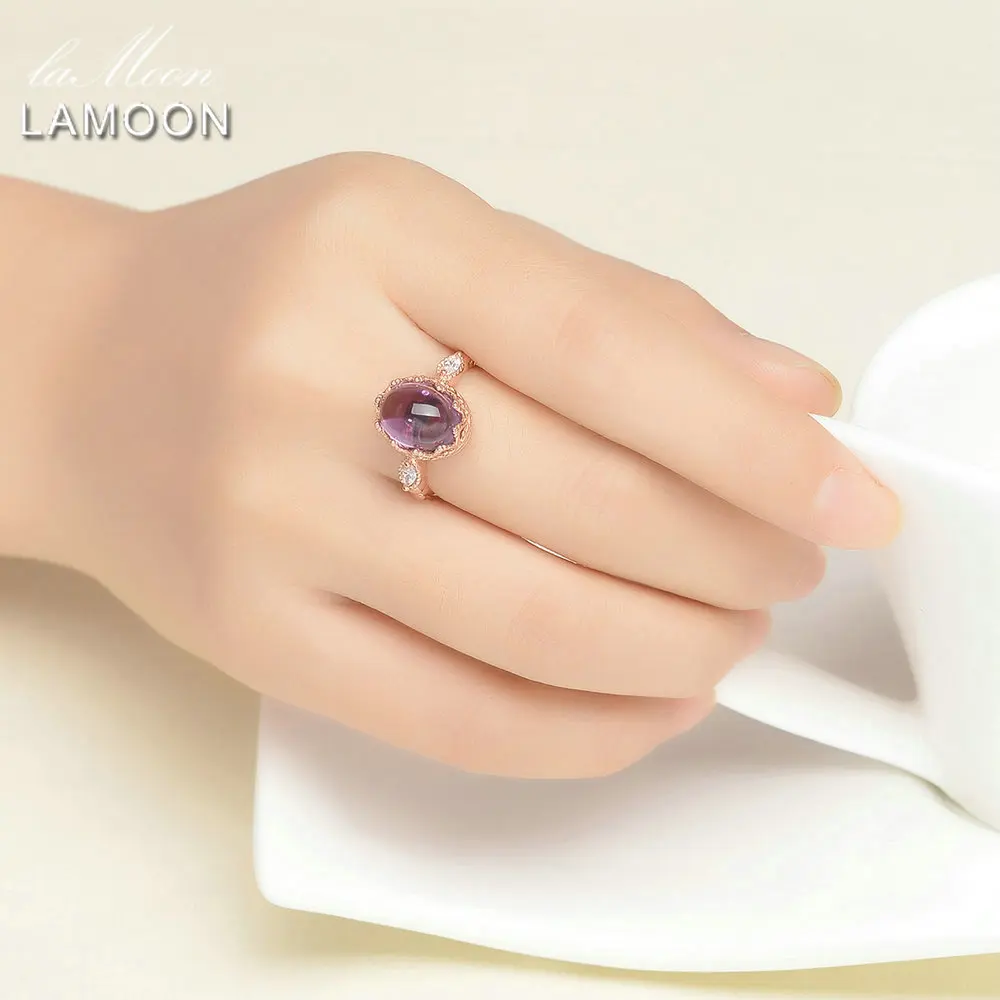 Женское кольцо Ламон 3.5ct 10х8 мм 100% натуральный аметист 925 пробы серебро ювелирное