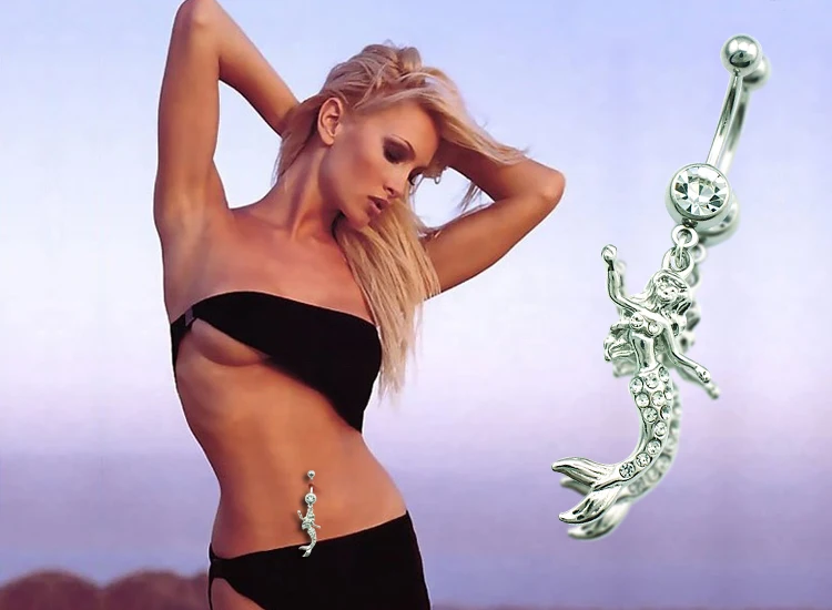 Женское кольцо для пупка с серебряным покрытием|steel nickel|steel charmjewelry pack |