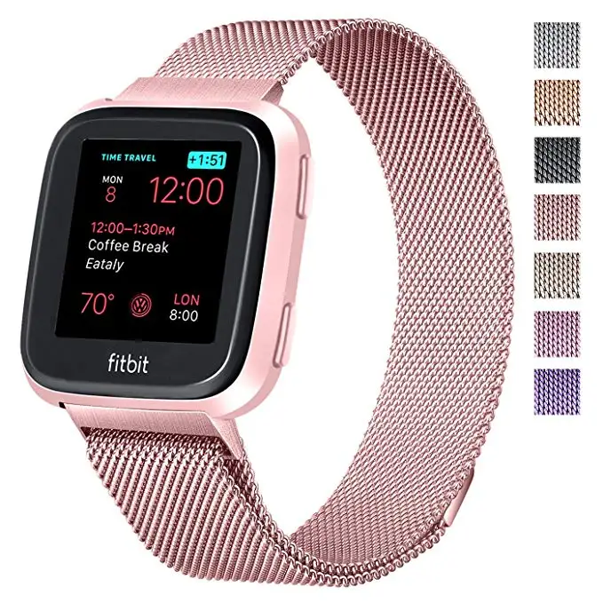 Металлический браслет из нержавеющей стали для Fitbit Versa/Versa 2 ремешок на запястье Миланская петля магнитный браслет для мужчин и женщин размер умные аксессуары