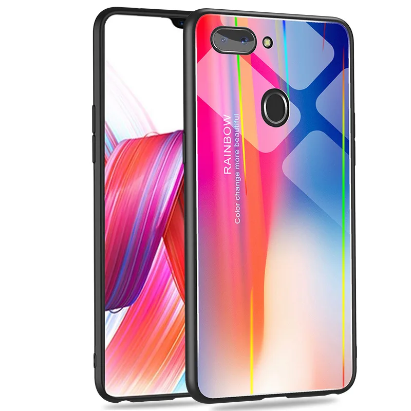 Лазерный чехол из закаленного стекла для Oppo R15x Aurora градиентный цветной 6 4