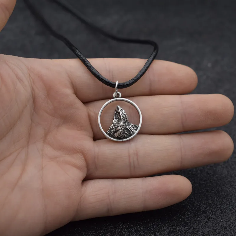 SanLan Nature Mountain Camping Round Charms Pendant Leather Cord Necklace Climber Club Gift Jewelry | Украшения и аксессуары