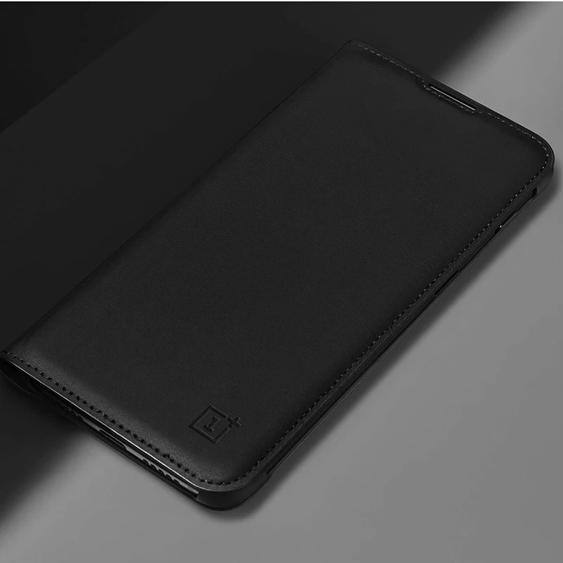 

Original OnePlus 6T Flip Cover Black Case PU Leather Five Flip Cover Smart Sleep Wake Cover Protective Shield For Oneplus6T