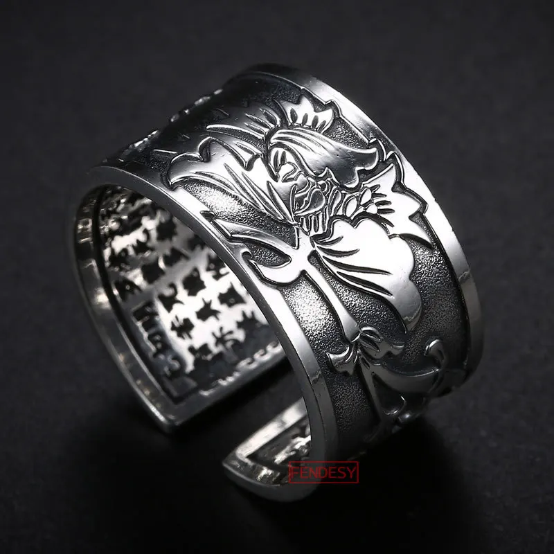 

Мужское серебряное кольцо с узором из чистого серебра 100% пробы