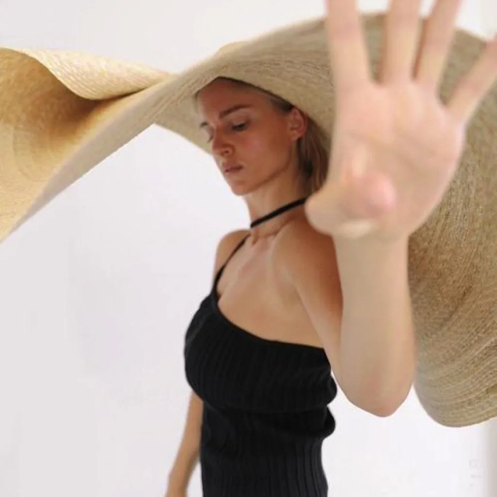 

Woman Fashion Large Sun Hat Beach Anti-UV Sun Protection Foldable Straw Cap Cover Oversized collapsible sunshade beach straw 30