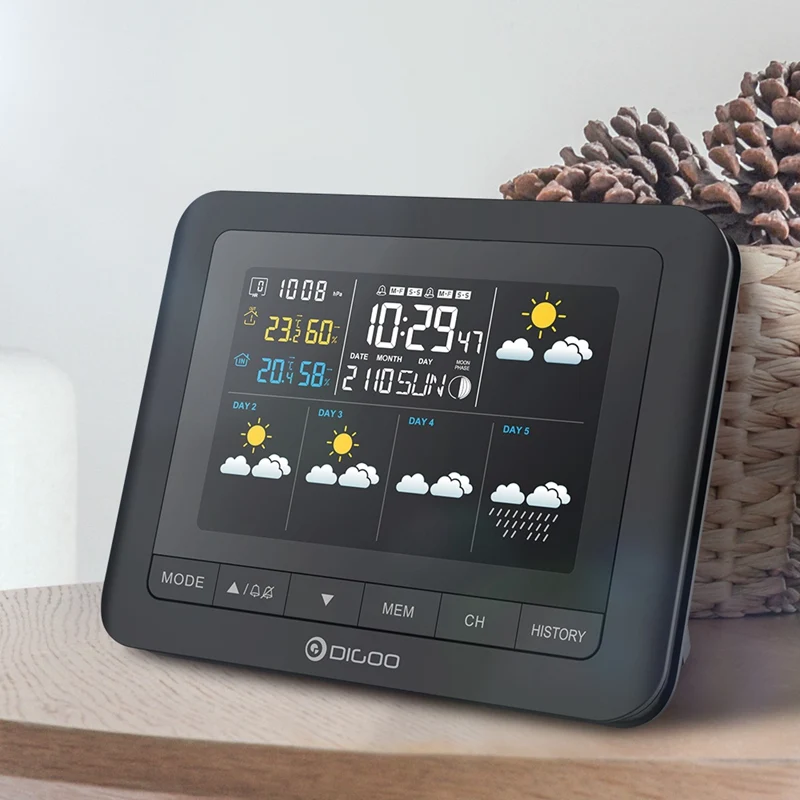 Digoo DG TH8805 Беспроводная Forcast версия Метеостанция цветной экран давление гигрометр