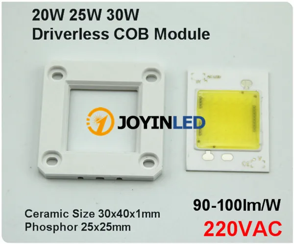 

Free shipping 100pcs/Lot 220v 240Vac high voltage no need driver dimmable led module 30W cob led chip for industry lamps