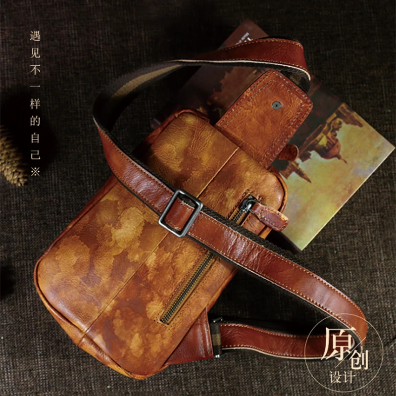 Винтаж для мужчин сумка через плечо из натуральной воловьей кожи плеча