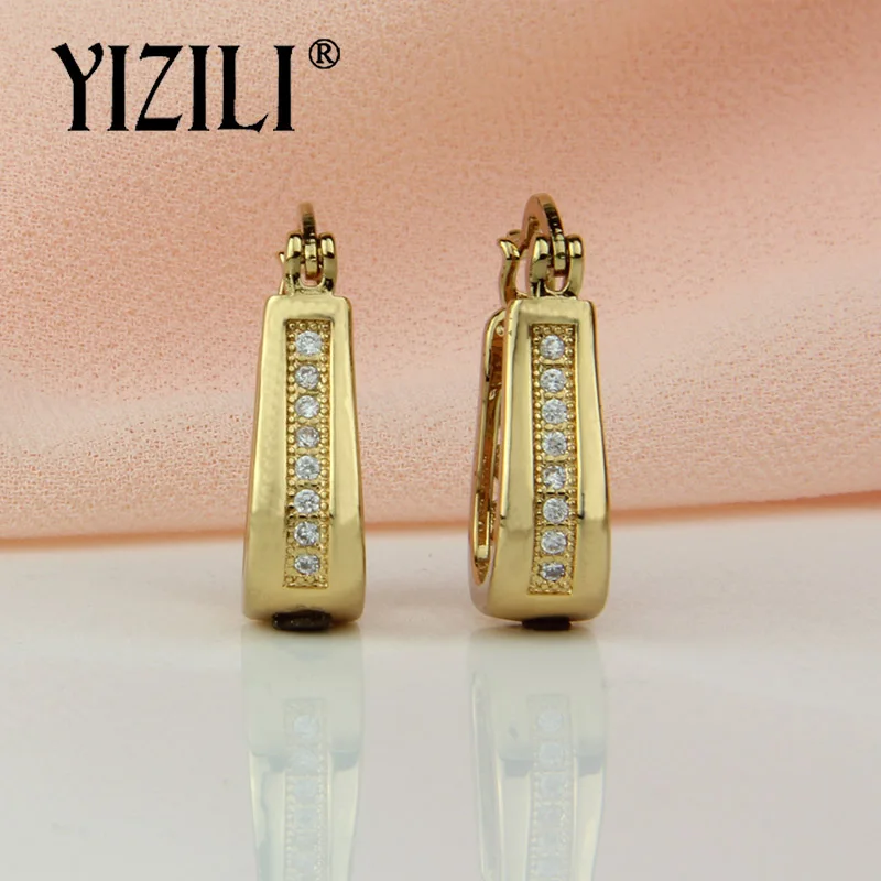 Gold plated-small YIZILI, роскошная модная ваза, капля, натуральный циркон, для свадьбы, 585, розовое золото, хорошее ювелирное изделие, женские длинные висячие серьги, для свадьбы, вечеринки, A048 - Окраска металла: Gold plated-small