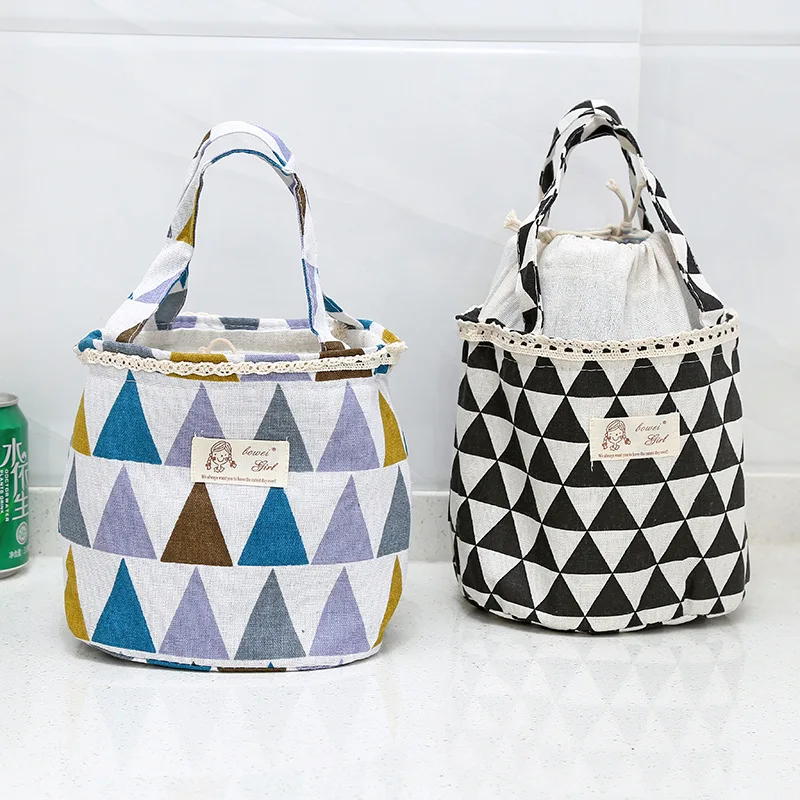 Японская изоляционная сумка для ланча на шнурке школьный Ланч-бокс хранения