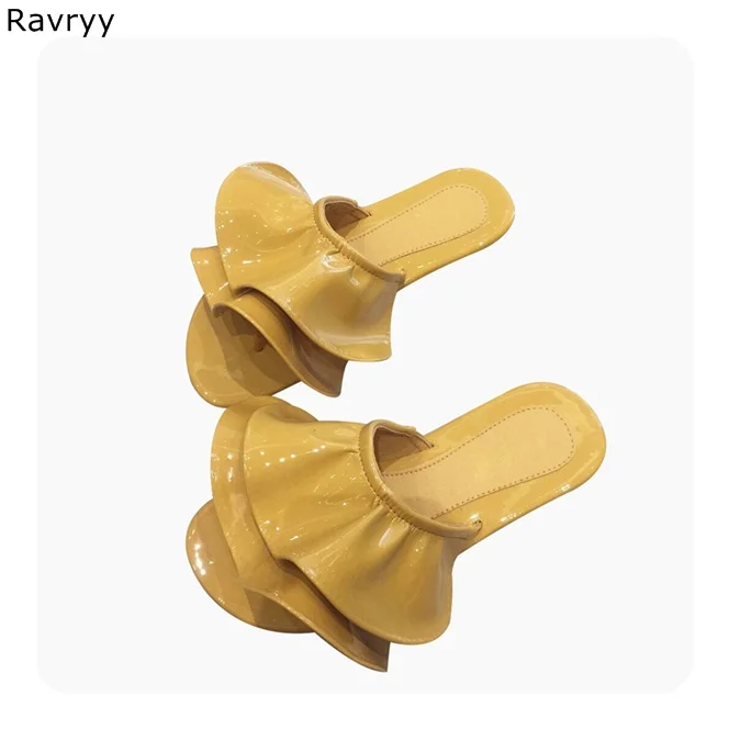 Сандалии женские с открытым носком без застежки плоская подошва Декор оборки