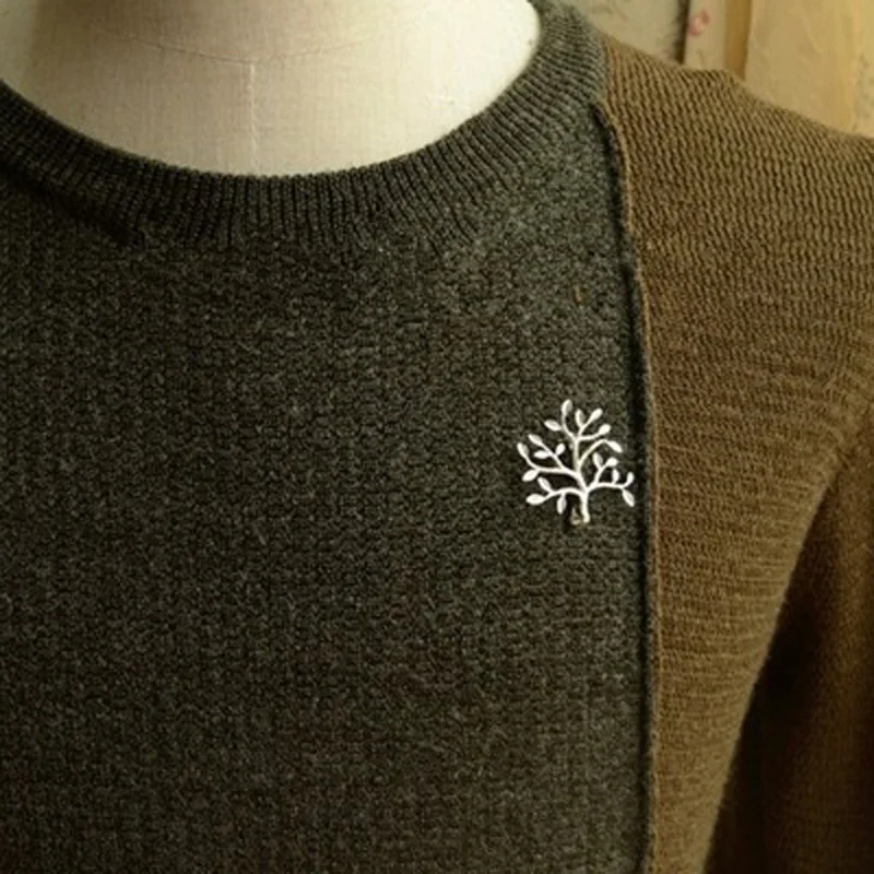 Модная Рождественская Праздничная Брошь Золотой тон ветка в форме листьев