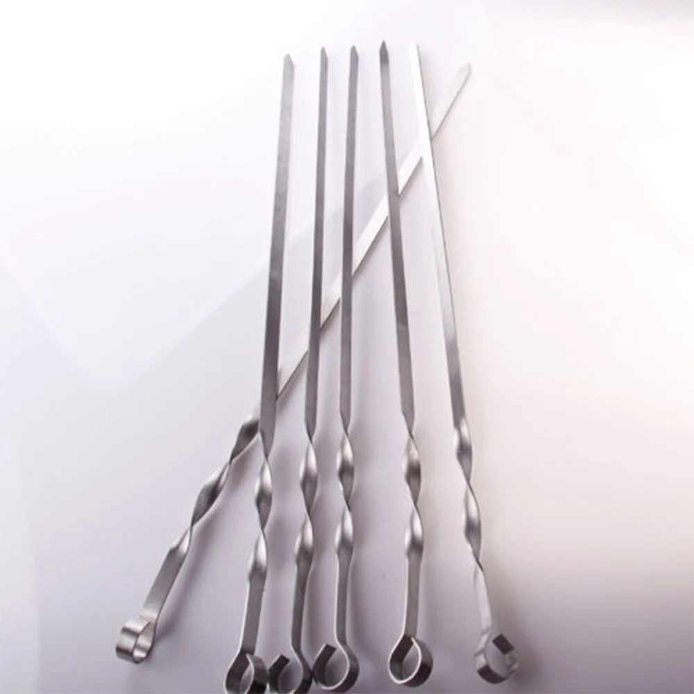 Новый 10 шт./компл. барбекю гриль из нержавеющей стали кебаб плоские шампуры