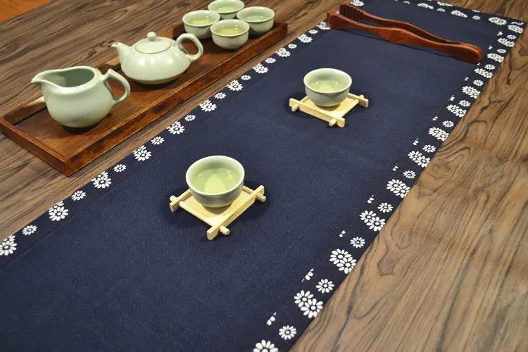 Мешковина льняная чашка Coaster чайное полотенце Коврик для стола Китайский зеленый